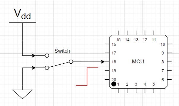 EPSON MCU搭配開關的電路概念圖